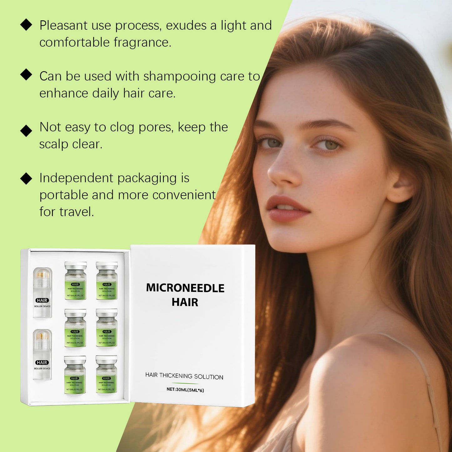 5ML/6 PCS Hair Roller Serum Set Gentle nourishes the scalp and cares for the softening Scalp & Hair care Daily Care Scalp Serum