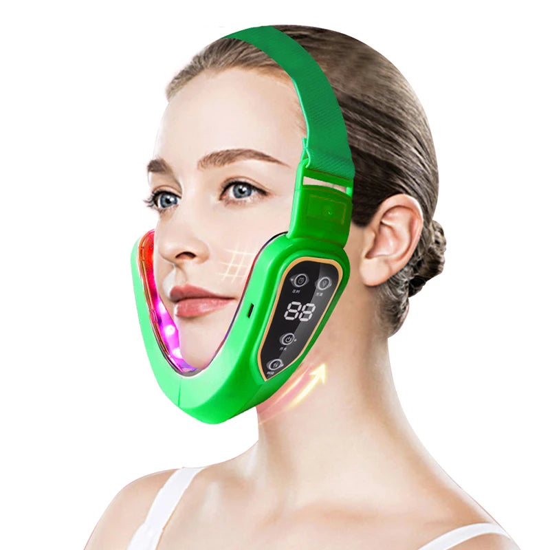 Facial Lifting Device LED Photon Therapy Facial Slimming Vibration Massager Double Chin V Face Shaped Cheek Lift Belt Machine