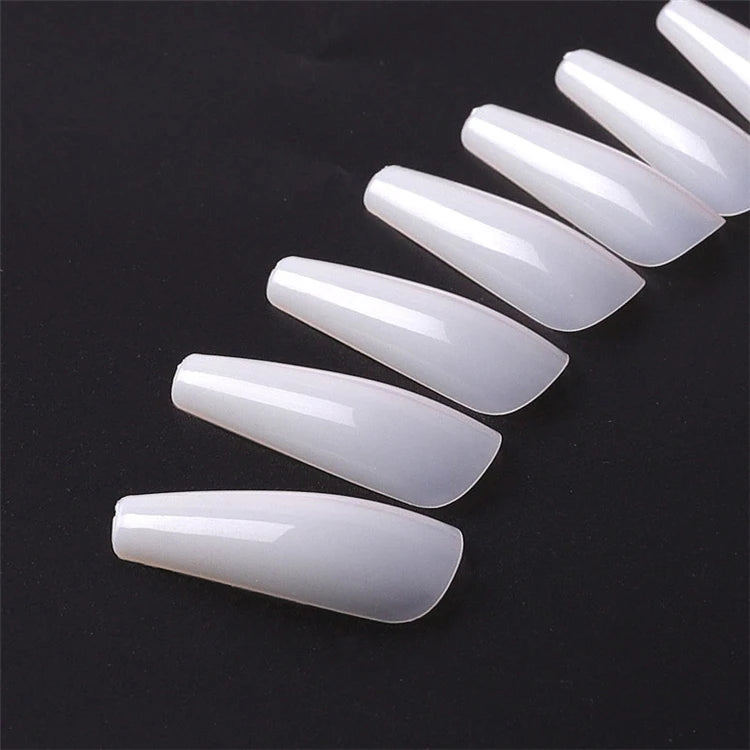 500pcs/bag Long Ballerina Nails Clear Natural Coffin False Nails Art Tips Ultra Flexible Fake Nails Full Cover Designs Manicure