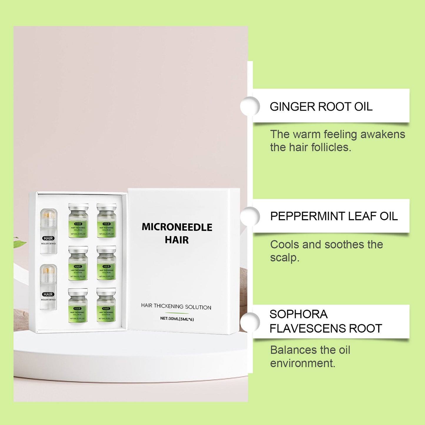 5ML/6 PCS Hair Roller Serum Set Gentle nourishes the scalp and cares for the softening Scalp & Hair care Daily Care Scalp Serum