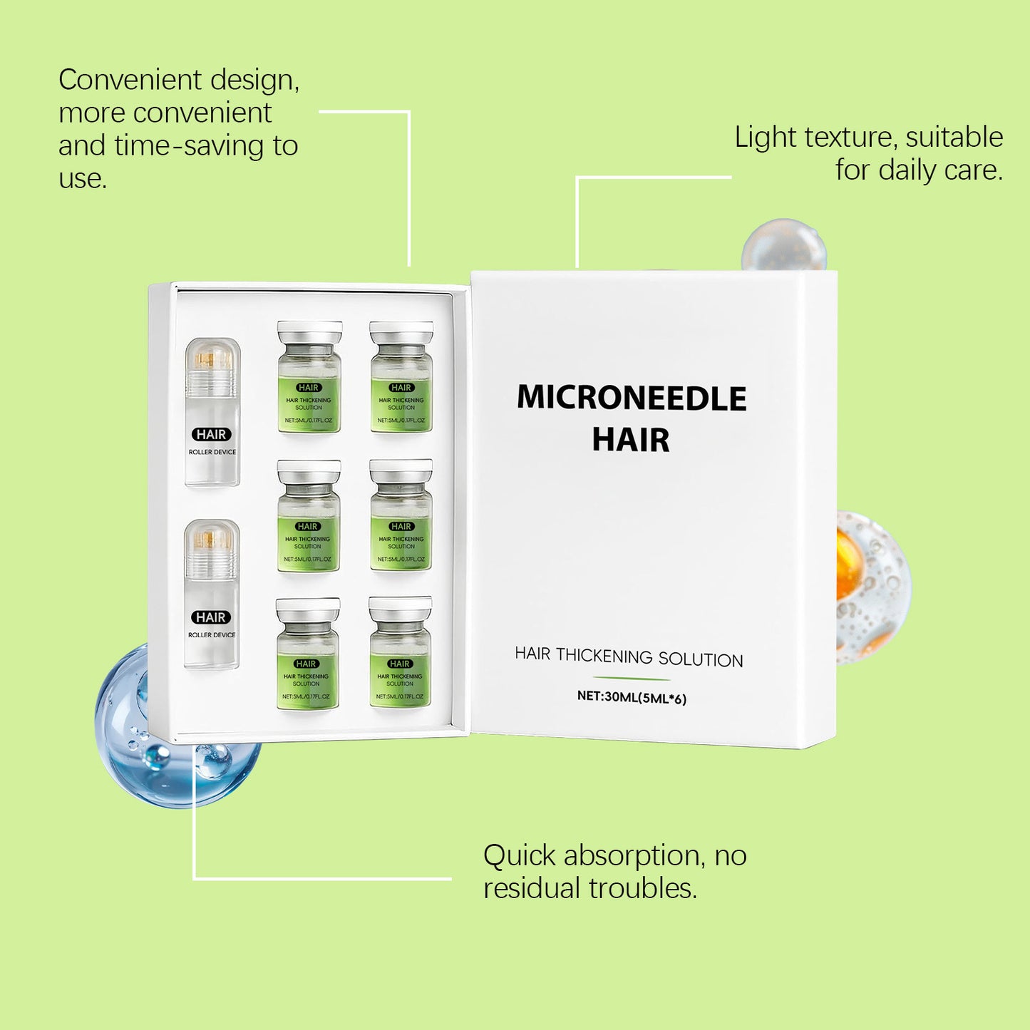 5ML/6 PCS Hair Roller Serum Set Gentle nourishes the scalp and cares for the softening Scalp & Hair care Daily Care Scalp Serum