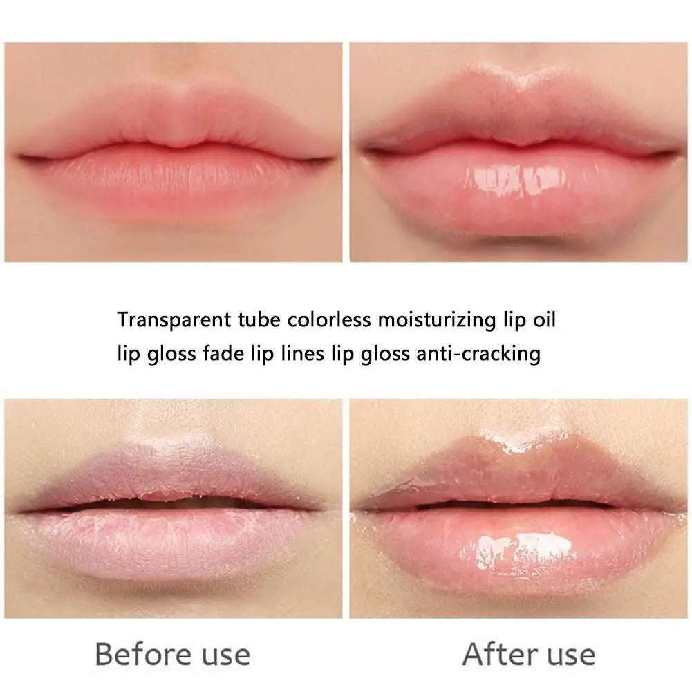 Clear Hydrating Lip Oil in Soft Tube - Moisturizing Treatment to Reduce Lip Lines & Heal Cracked Lips, Non-Sticky 18ML