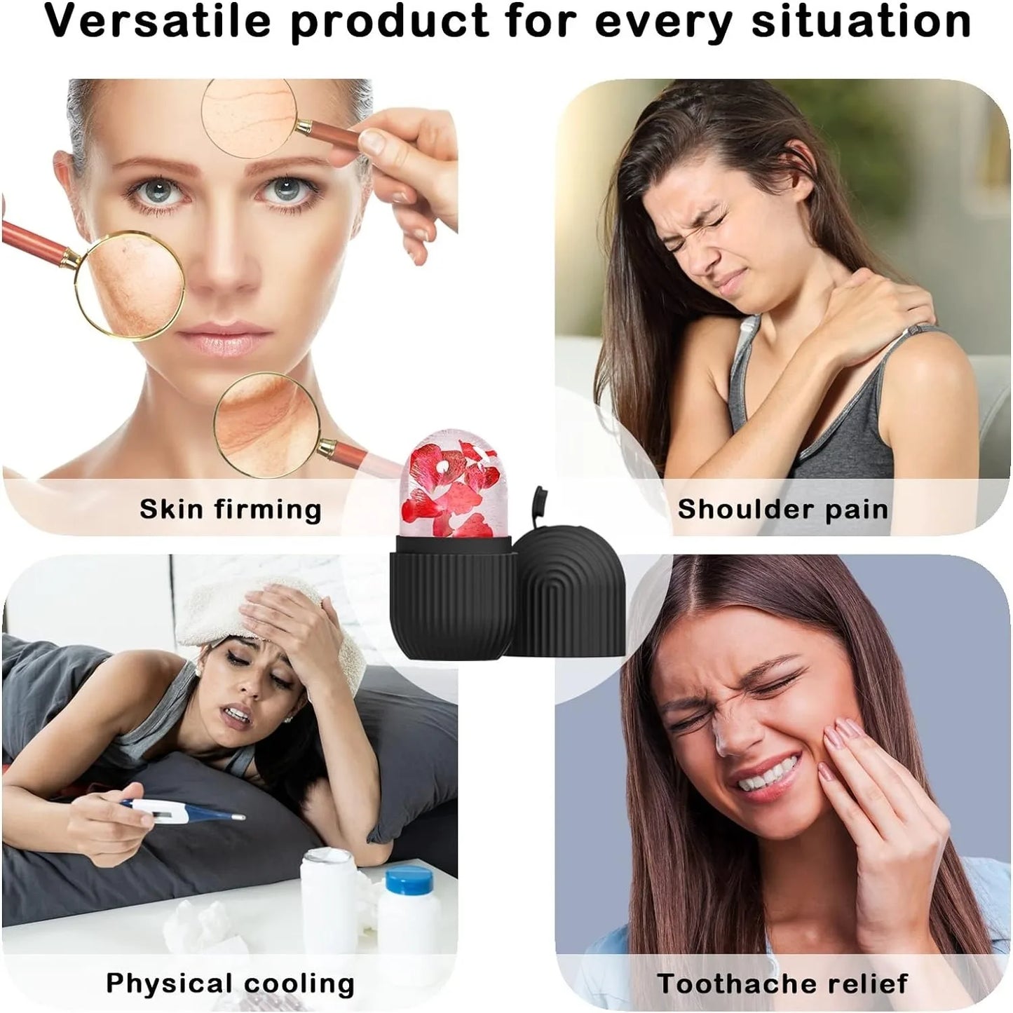 Ice Cube Face Roller, Eyes and Neck, Brighten Skin & Enhance Your Natural Glow, Reusable Facial Treatment, Ice Cube Roller