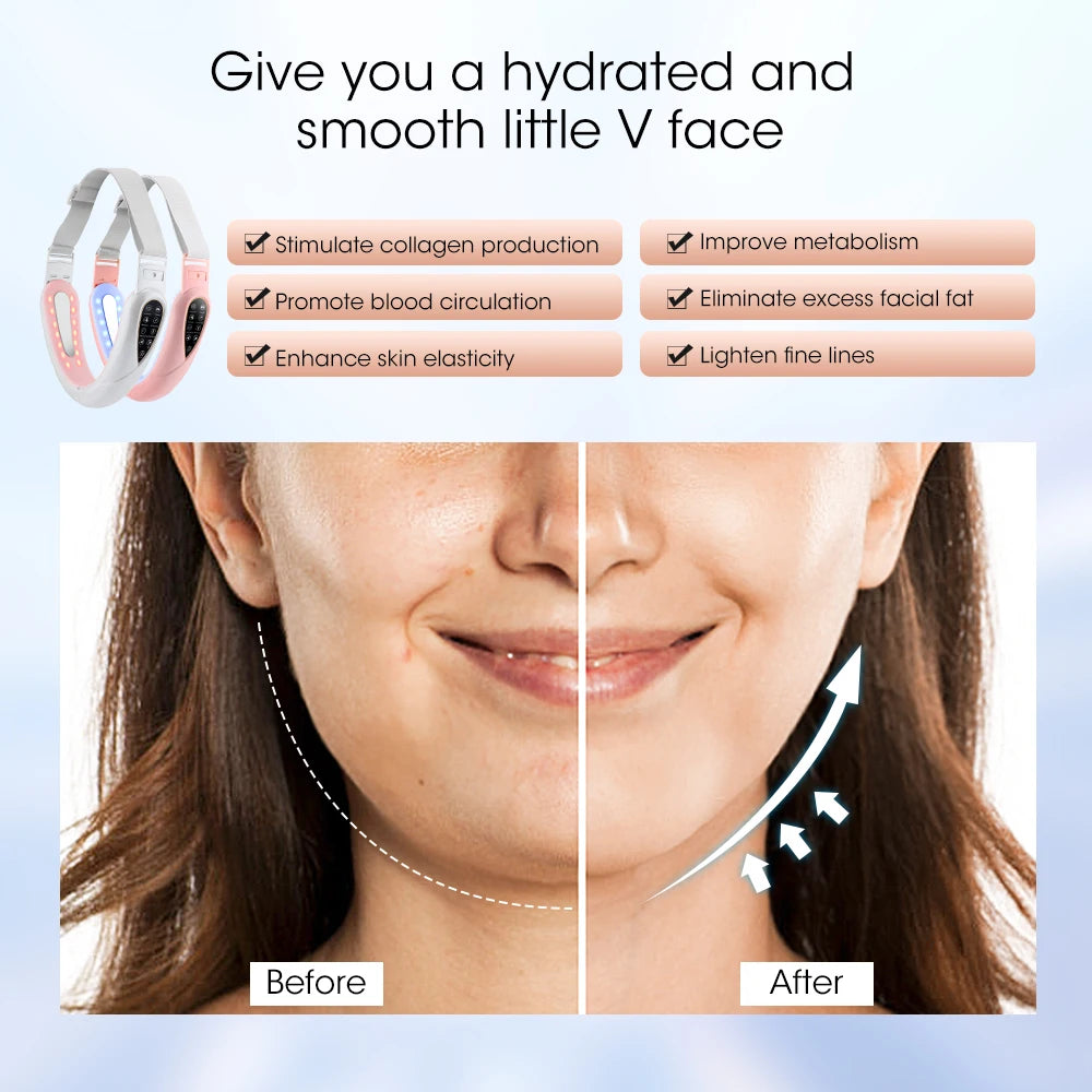 EMS microcurrent Face Lifting Device Red Light Skin Rejuvenation V Face Massager Double Chin Lift Up Facial Beauty Instrument