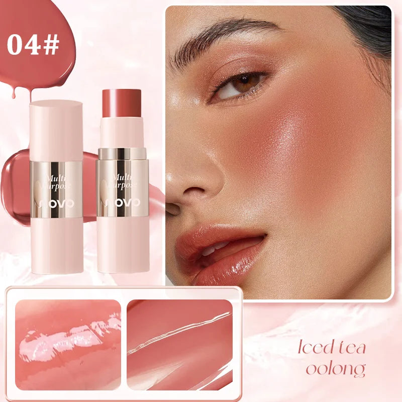 Multi-Use Cream Blush Stick For Eyes, Lips & Cheek, Nourishes & Moisturizes, Long-Wearing Blendable, Waterproof, Smooth Texture