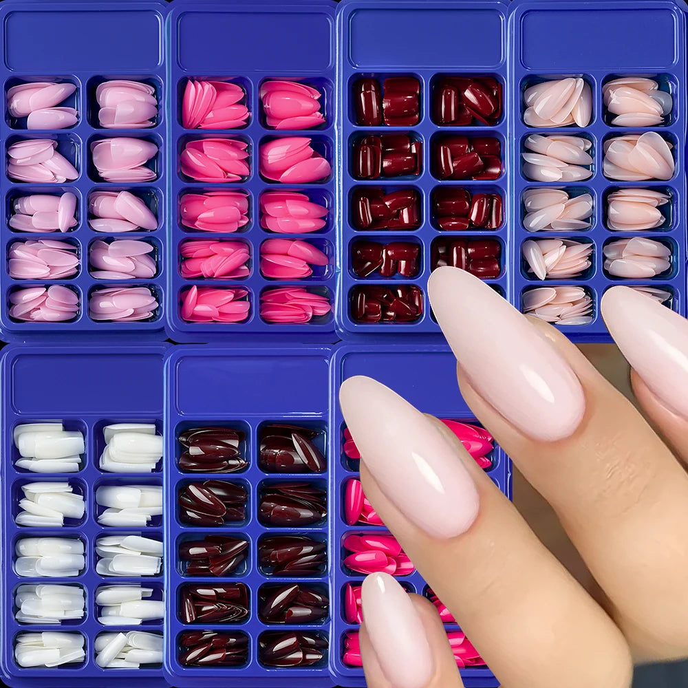 120Pcs/box Medium Length Almond False Nails Natural Nude Color Simple Premium Fake Nail Tips Acrylic Full Cover Press on Nails