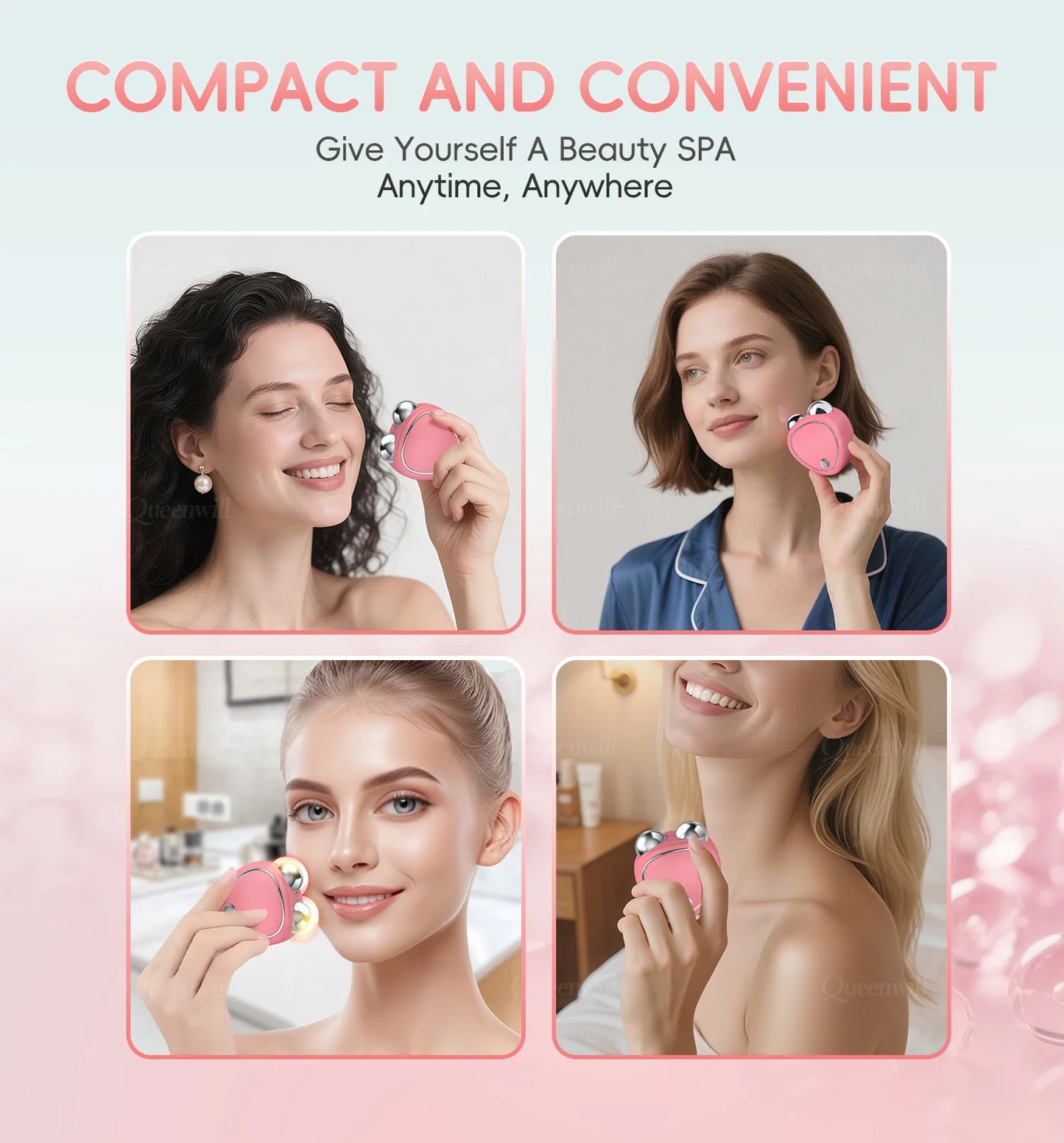 Face Lifting Devices Microcurrent Facial Massager EMS Slimming Face Tool Sonic Vibration Roller Charging Beauty Tightening