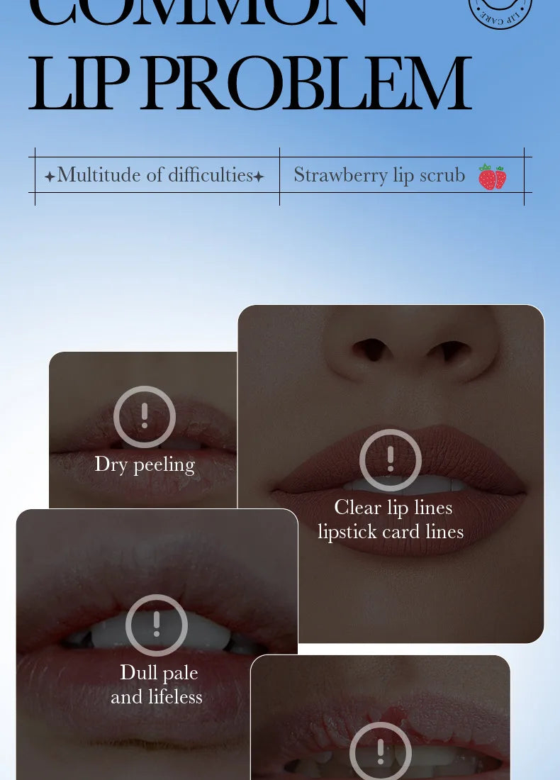SADOER Fruit Series Strawberry Lip Scrub Dead Skin Moisturizes Brightening Lip Color, Makes Lips Pink