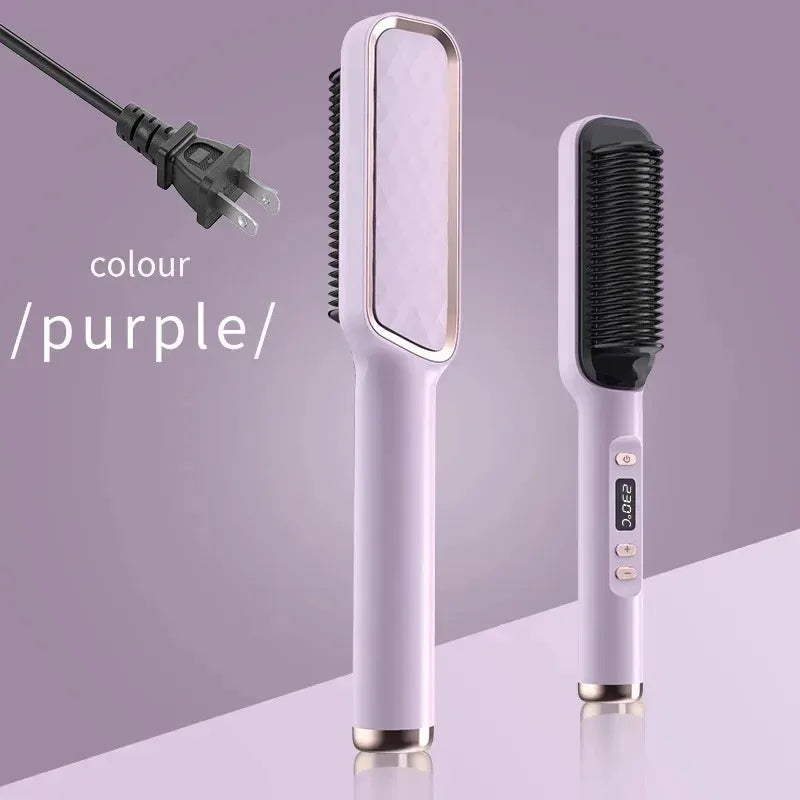 Hair Straightener Brush Heating Hot Comb Straightener Electric Hair Straightening Curly Multifunctional Iron Brush Comb Curler