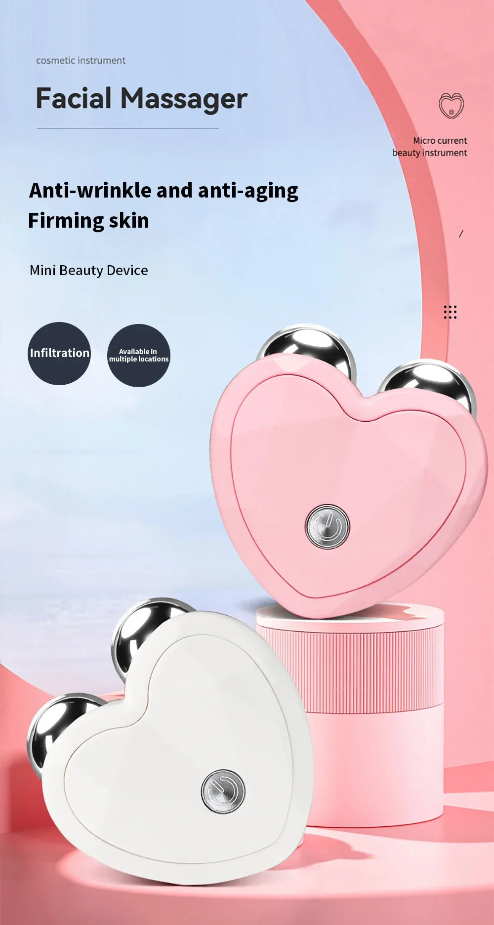 Micro Current Face Beauty Instrument Mini Portable Face Slimming Massager EMS Delicate Contour Lifting Firm Skin Beauty Device