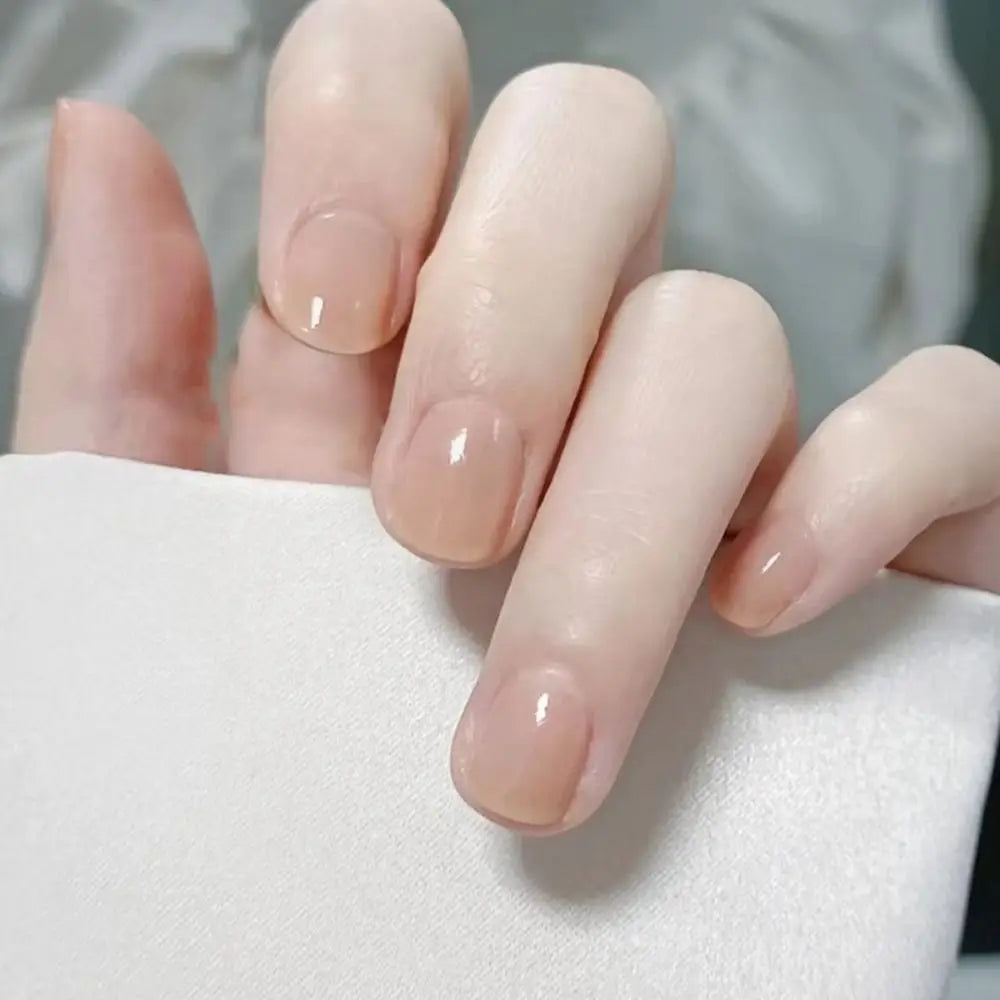 French Simple Style False Nails Short Round Fake Nails Full Cover Nail Tips for DIY for Salon Detachable DIY Manicure Tool