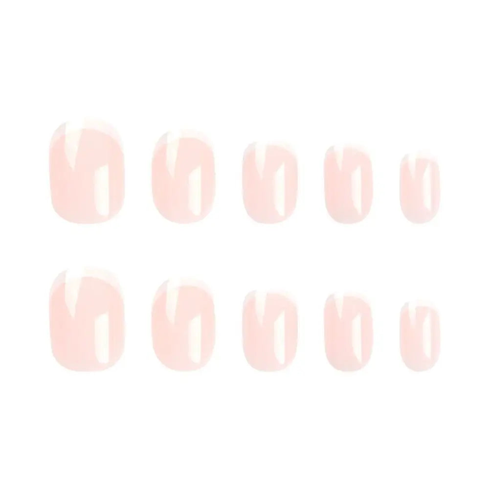 French Simple Style False Nails Short Round Fake Nails Full Cover Nail Tips for DIY for Salon Detachable DIY Manicure Tool