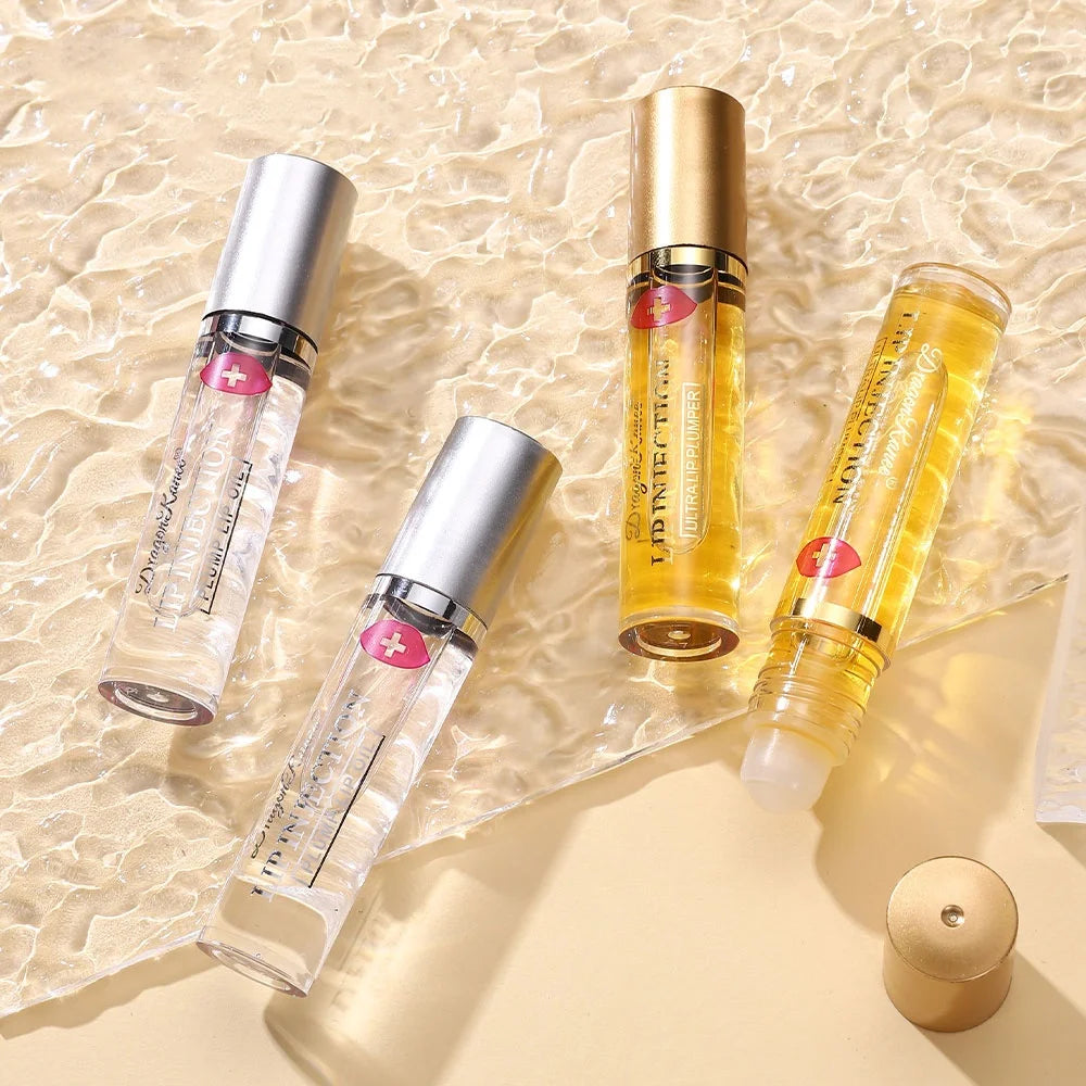 Lip Plumping Oil Moisturizes, Hydrates, and Adds Color as a Base for Lip Care. Glass Lip, Pouty Lips, Glossy Mirror-Like, Gentle, Colorless Lip Oil