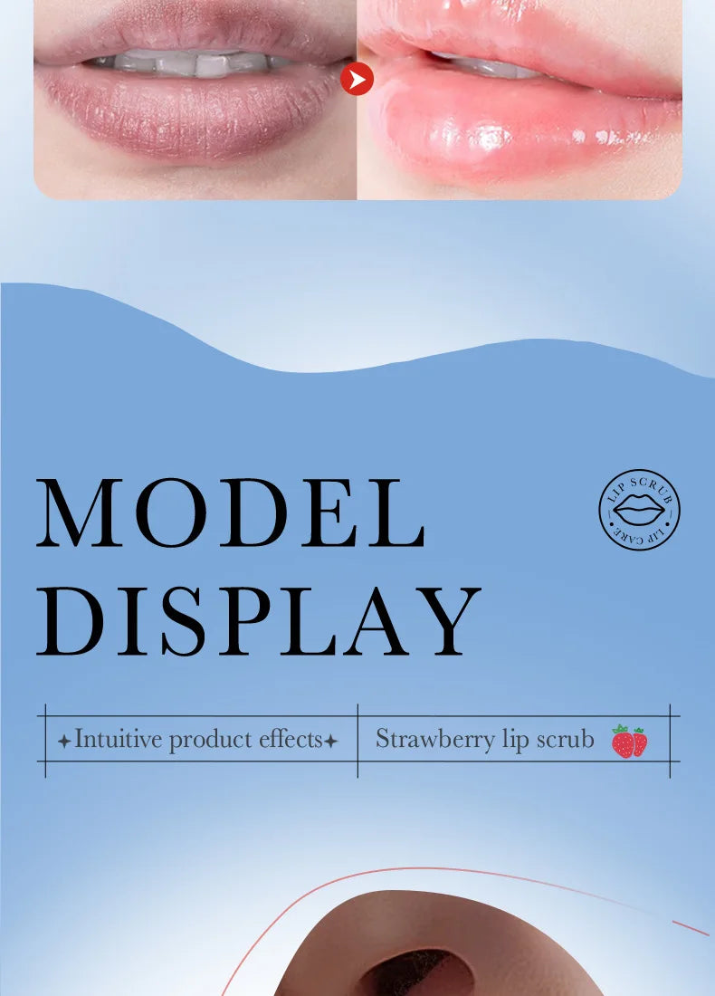 SADOER Fruit Series Strawberry Lip Scrub Dead Skin Moisturizes Brightening Lip Color, Makes Lips Pink