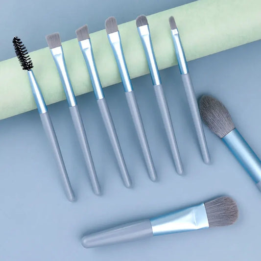 Makeup Brushes 8Pcs Set Travel Makeup Brush Kit with Bag Mini EyeShadow Foundation Loose Powder Blush Detail Brush Beauty Tools