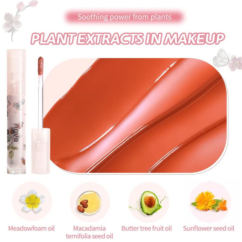 Long-Lasting Moisturizing Lip Gloss,Glossy Finish,Non-Sticky,Not Easy To Fade,Nourishing Tinted Lip Oil With Shea Butter