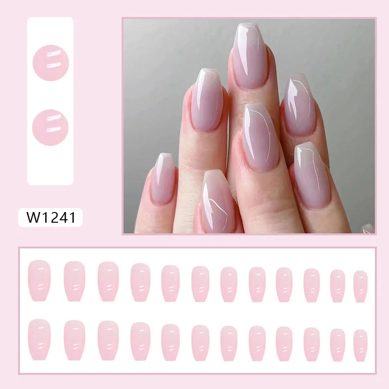 Simple French Wearable False Nails Almond Colorful Stripes Colorblock Design Manicure Fake Nails Line Full Cover Press On Nail