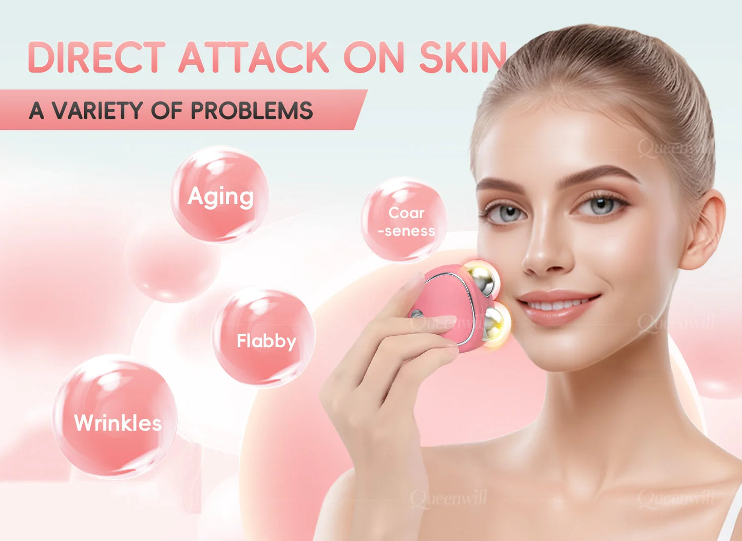 Face Lifting Devices Microcurrent Facial Massager EMS Slimming Face Tool Sonic Vibration Roller Charging Beauty Tightening