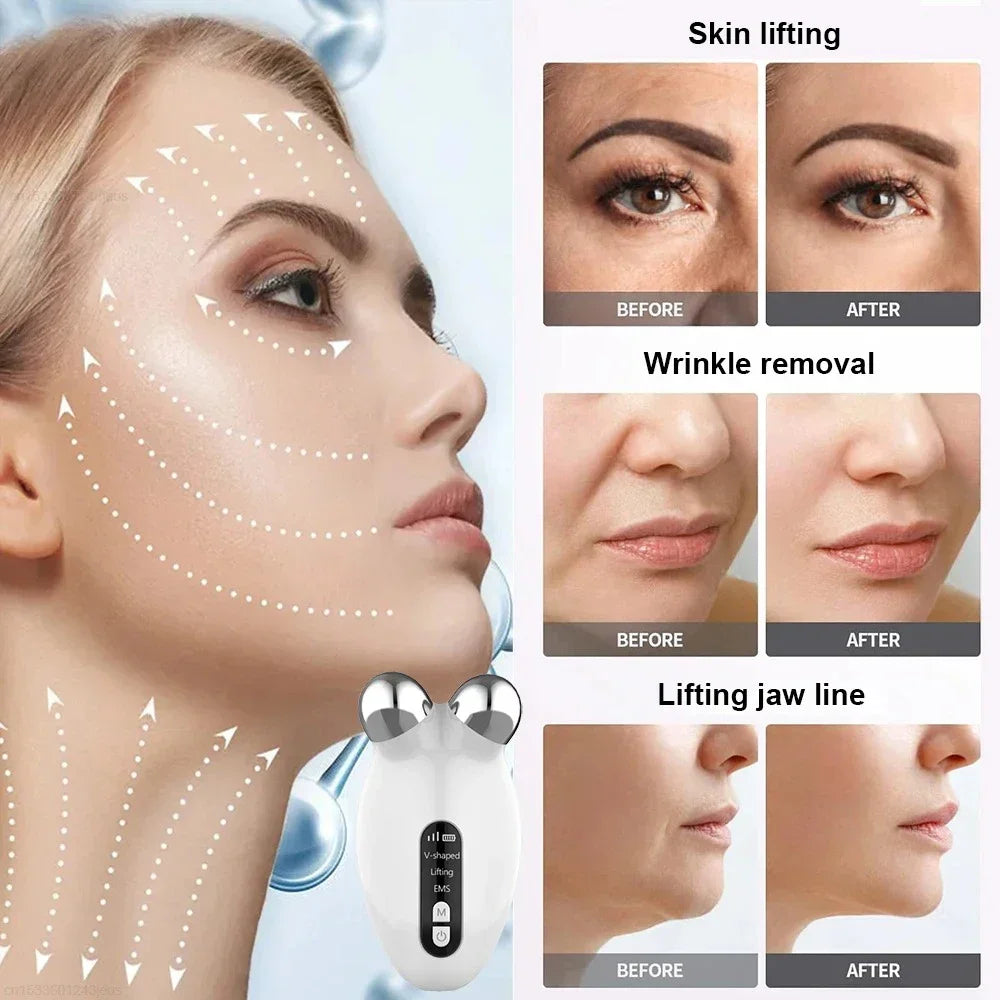 Facial Massager Microcurrent Roller EMS Device For Face Lifting Skin Tighten Rejuvenation Chin Remover Anti Wrikle Double care