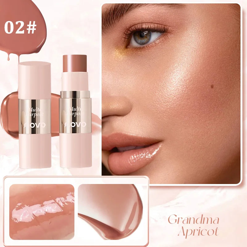 Multi-Use Cream Blush Stick For Eyes, Lips & Cheek, Nourishes & Moisturizes, Long-Wearing Blendable, Waterproof, Smooth Texture