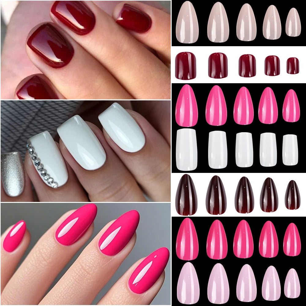 120Pcs/box Medium Length Almond False Nails Natural Nude Color Simple Premium Fake Nail Tips Acrylic Full Cover Press on Nails