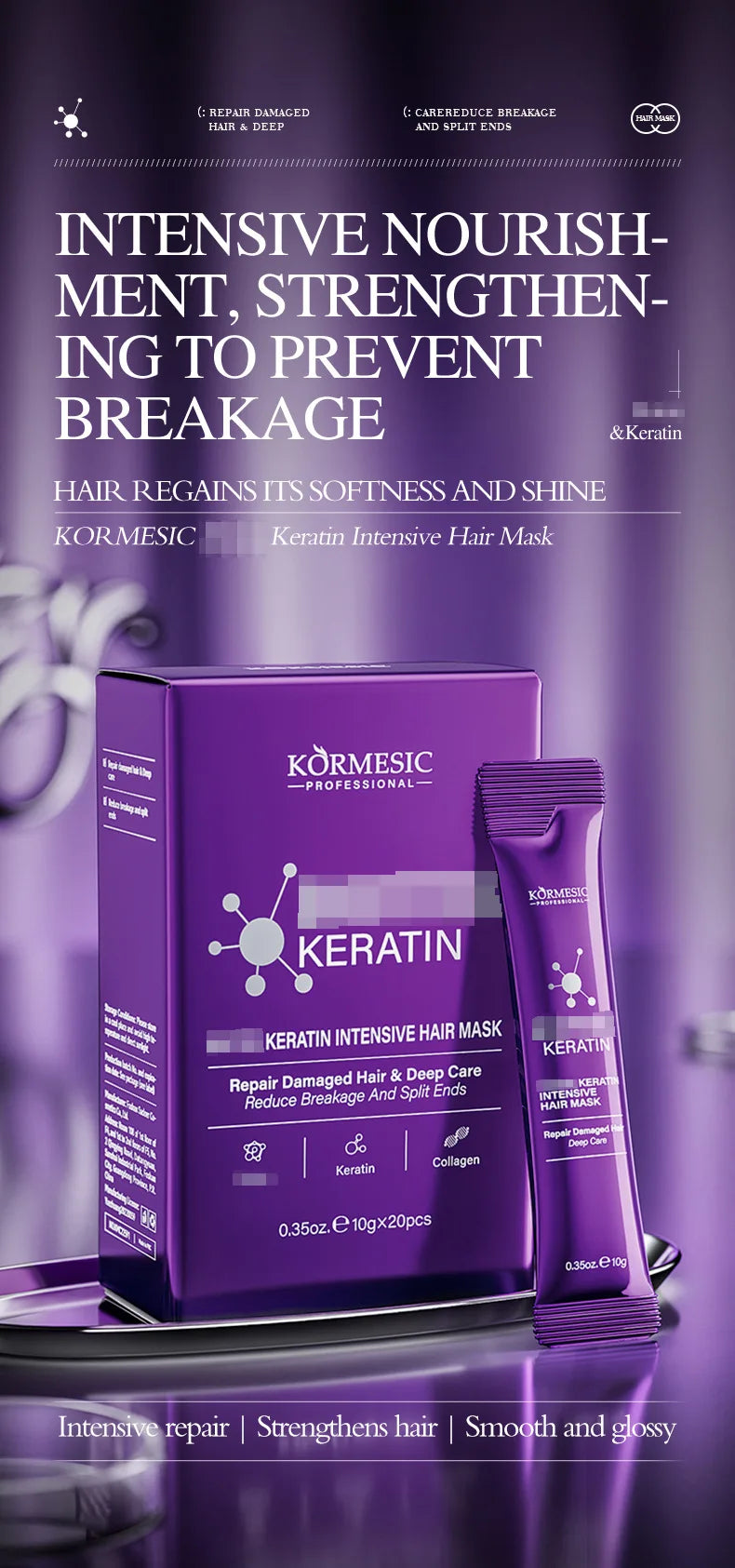 Keratin Hair Mask Magical 5 Second Repair Damage Frizzy Soft Smooth Shiny Hair Deep Moisturize Hair Treat Repair Hair Care Mask