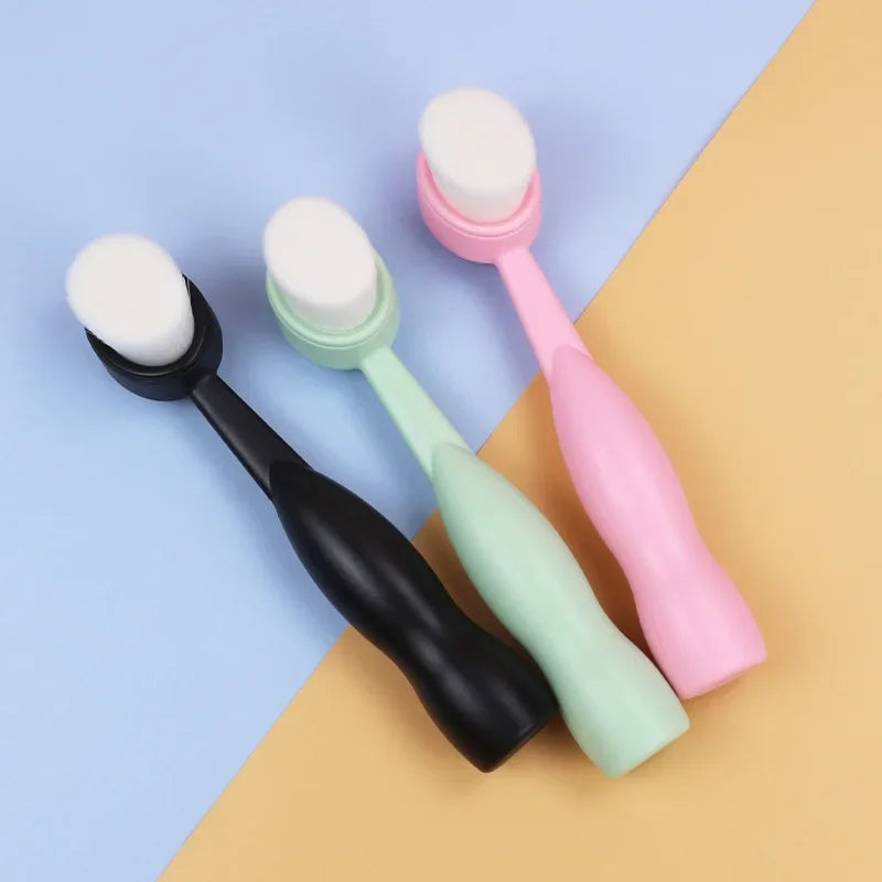 Facial Cleansing Brush Soft Bristles Manual Long Handle Flat Bottomed Standing Deep Face Cleaning Brush Limpieza Facial Skincare