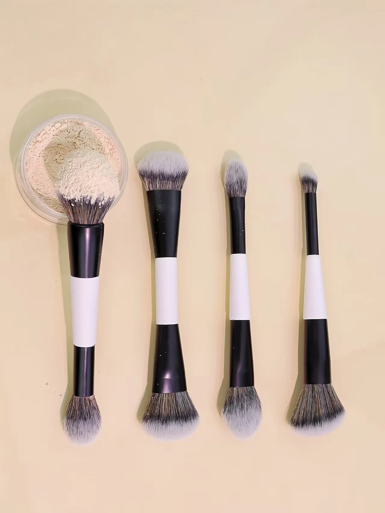 4 Double-Headed Makeup Brushes, Multi-Functional Makeup Brush, Blush Brush, Foundation Brush, Loose Powder Brush, Highlight Brush, Nose Shadow Brush, Concealer Brush, Blush Brush, Gift for Ladies and Girls