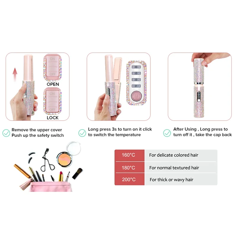 A42F  2-In-1 Electric USB Hair Straightening Brush Straightener Flat Iron Multifunctional Comb Straightening Styler