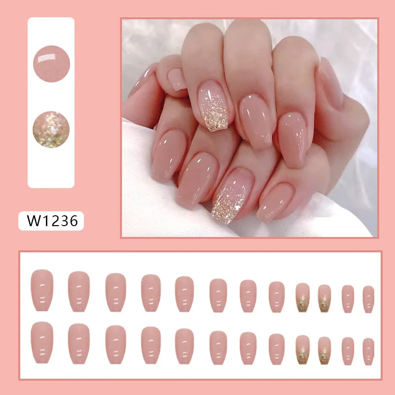 Simple French Wearable False Nails Almond Colorful Stripes Colorblock Design Manicure Fake Nails Line Full Cover Press On Nail