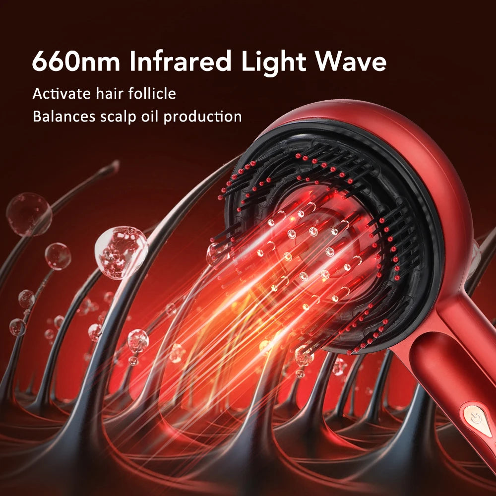 Electric Laser Hair Growth Comb Wireless Infrared Ray Massage Comb Hair Brush Anti Hair-loss Red and Blue light Head Massager