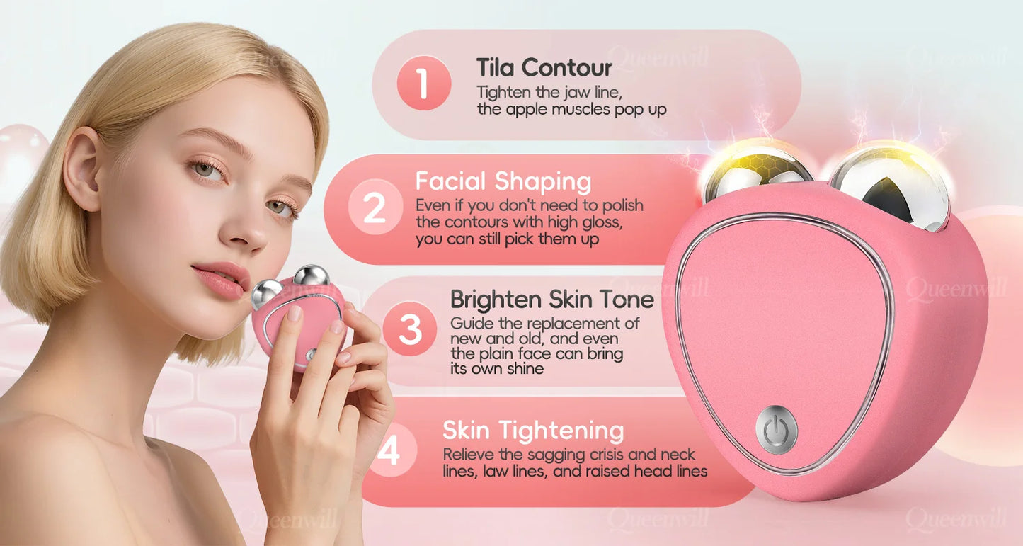 Face Lifting Devices Microcurrent Facial Massager EMS Slimming Face Tool Sonic Vibration Roller Charging Beauty Tightening