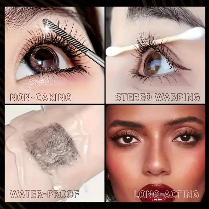 Steel tube mascara waterproof and sweat-proof formula thickens and lengthens the curl, lasting natural full effect, party makeup