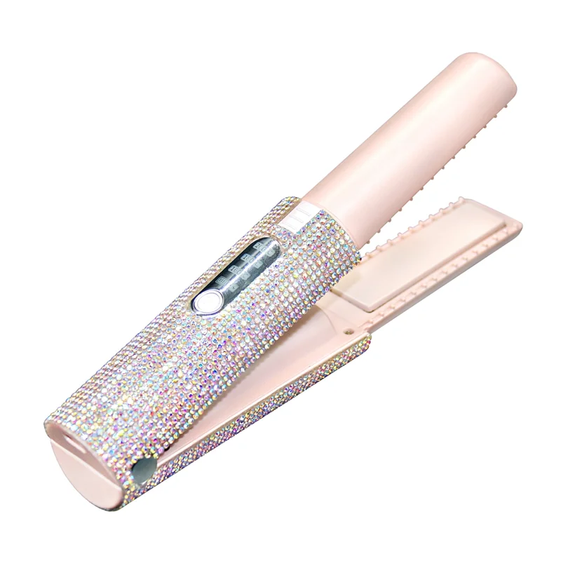 A42F  2-In-1 Electric USB Hair Straightening Brush Straightener Flat Iron Multifunctional Comb Straightening Styler