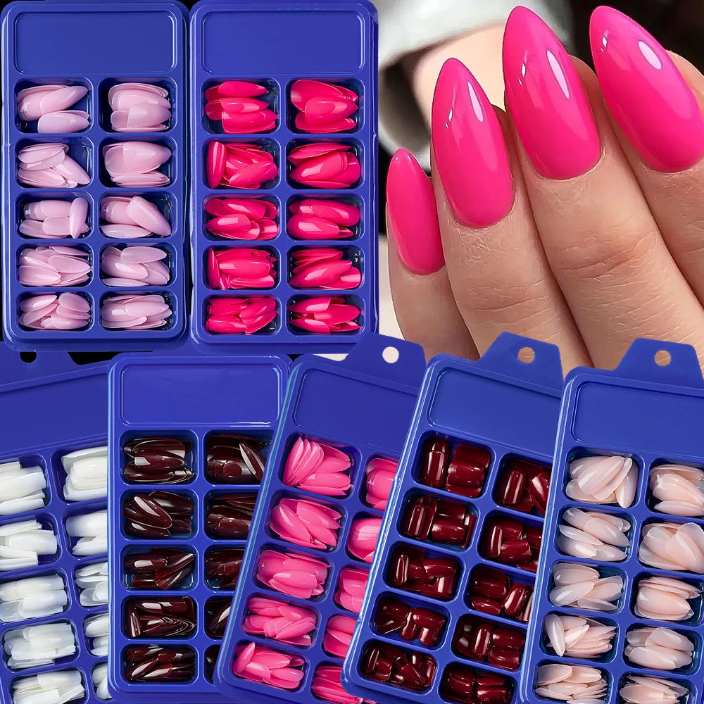 120Pcs/box Medium Length Almond False Nails Natural Nude Color Simple Premium Fake Nail Tips Acrylic Full Cover Press on Nails