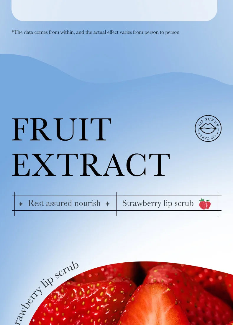 SADOER Fruit Series Strawberry Lip Scrub Dead Skin Moisturizes Brightening Lip Color, Makes Lips Pink