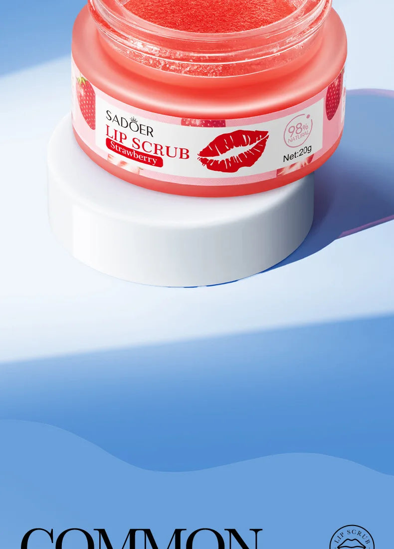 SADOER Fruit Series Strawberry Lip Scrub Dead Skin Moisturizes Brightening Lip Color, Makes Lips Pink