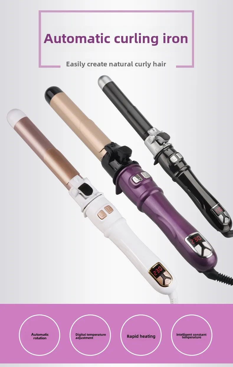 Automatic Hair Curler 1.1inches Rotating Curling Iron with LED Display Fast Heating Curling Wand Hair Curler for Home&Travel Use