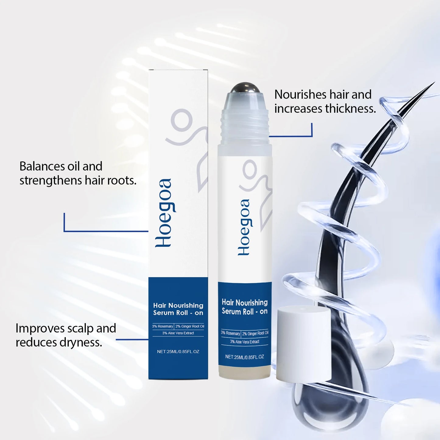 Fast Hair Growth Serum Nourish Hair Follicle Massage Scalp Care Essential Oil Roller Improve Dry Frizzy Hair Smoothing Essence