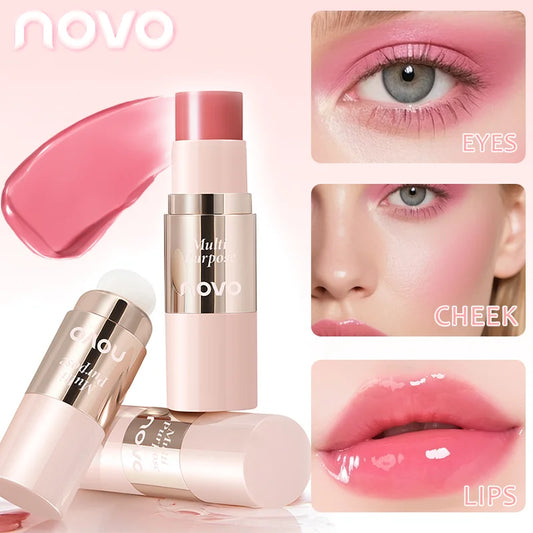 Multi-Use Cream Blush Stick For Eyes, Lips & Cheek, Nourishes & Moisturizes, Long-Wearing Blendable, Waterproof, Smooth Texture