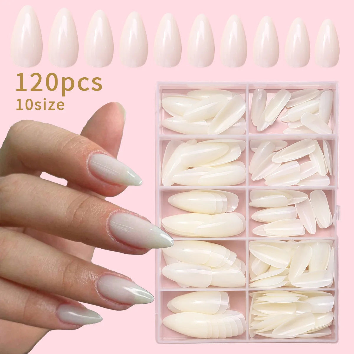 120Pcs/box Matte Pink French Press On Nails Acrylic Long Square Fake Nails Tips Full Cover Women Extension Wearable False Nails-