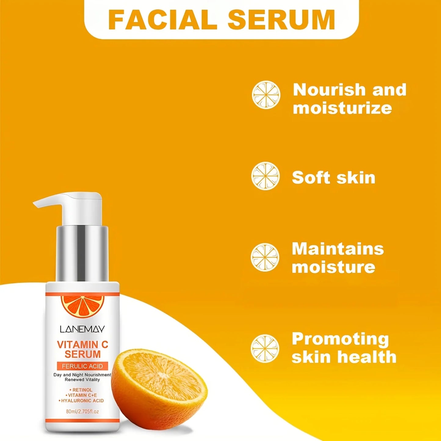 Vitamin C Serum With Ferulic Acid and Hyaluronic Acid - Hydrate & Plump Skin, Restore Radiance, Improve Dull Skin