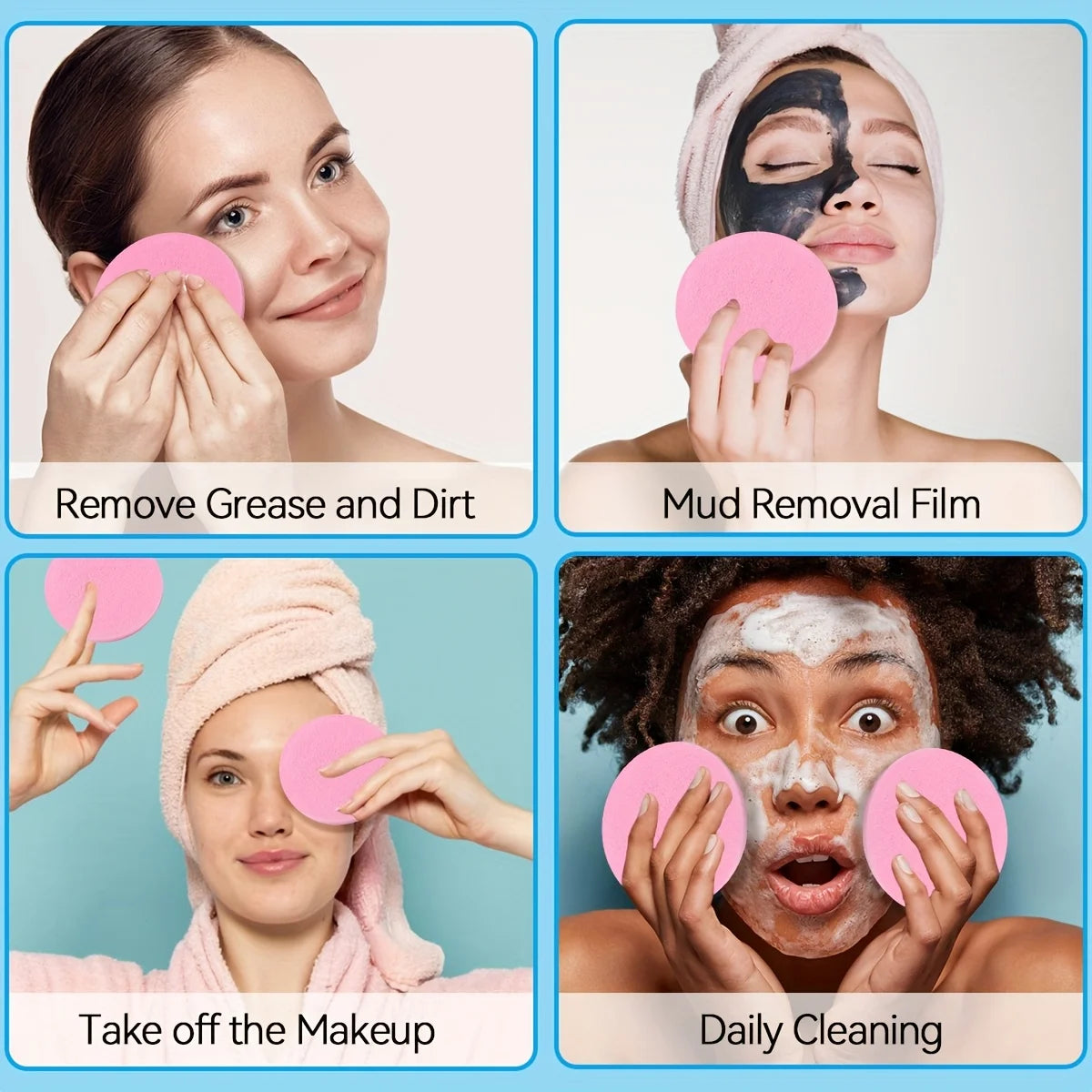 Facial Sponges - 240pcs - Compressed Facial Sponges for Washing The Face, Sponge Pads for Exfoliating Masks, And Makeup Removal.