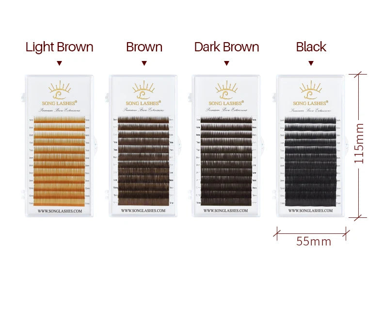 SONG LASHES  High Quality Straight Curvate Extensions False Eyebrow 12Lines Brown Color Eyebrow Extension