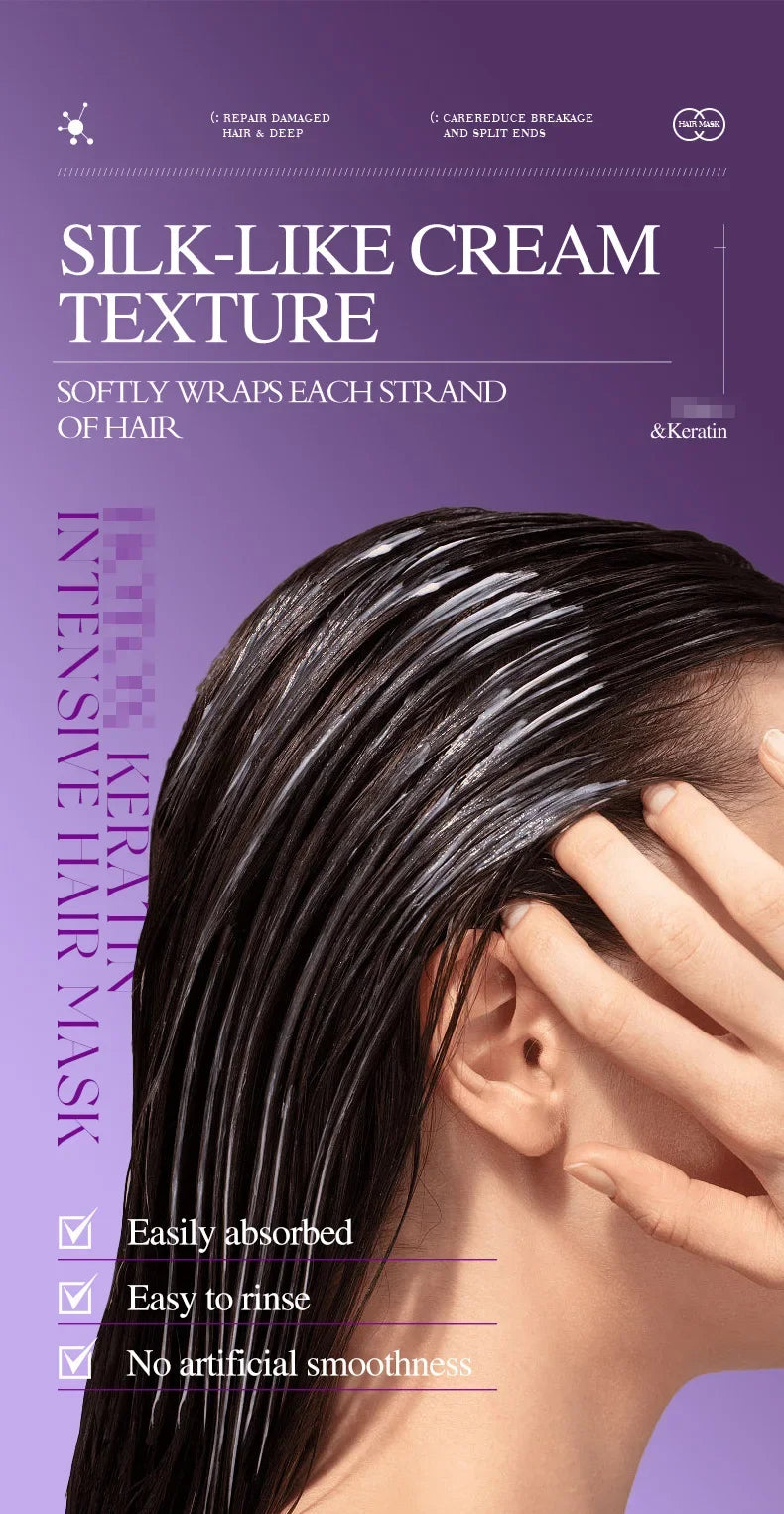 Keratin Hair Mask Magical 5 Second Repair Damage Frizzy Soft Smooth Shiny Hair Deep Moisturize Hair Treat Repair Hair Care Mask