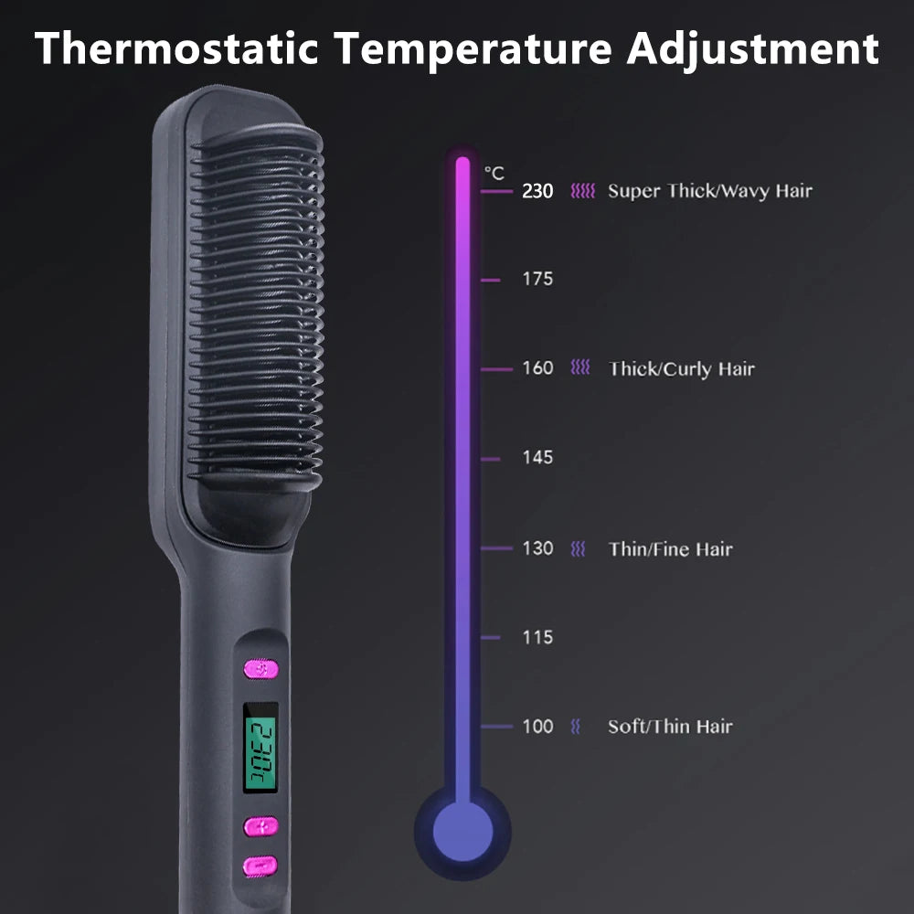 Hair Straightener Brush Heating Hot Comb Straightener Electric Hair Straightening Curly Multifunctional Iron Brush Comb Curler