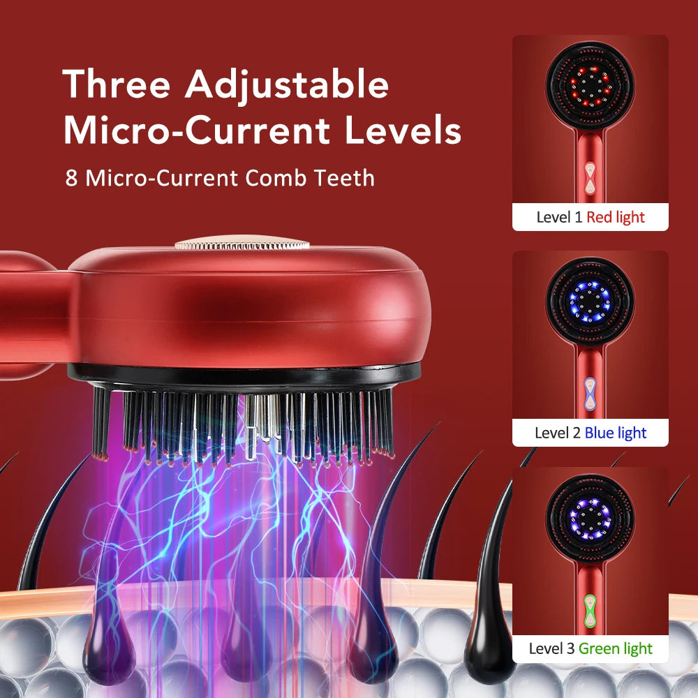 Electric Laser Hair Growth Comb Wireless Infrared Ray Massage Comb Hair Brush Anti Hair-loss Red and Blue light Head Massager