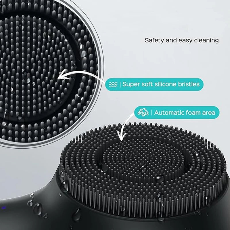 Facial silicone cleansing brush with dual rotation and vibration modes, facial vibration massage, USB charging facial brush