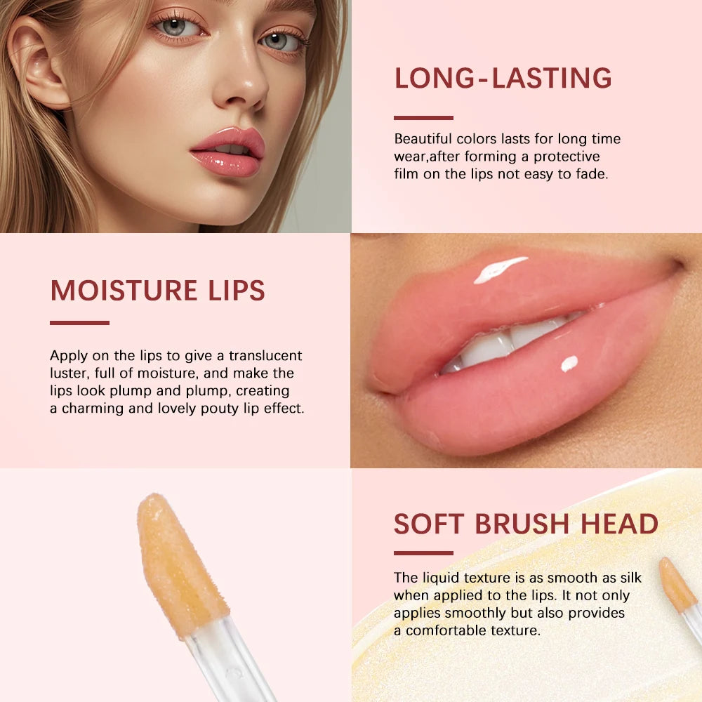 Moisturizing Lip Gloss Oil Nourishes Hydrates Glossy Lips Care Lipstick Plumping Exfoliating Pink Plumping Gloss Oil Makeup