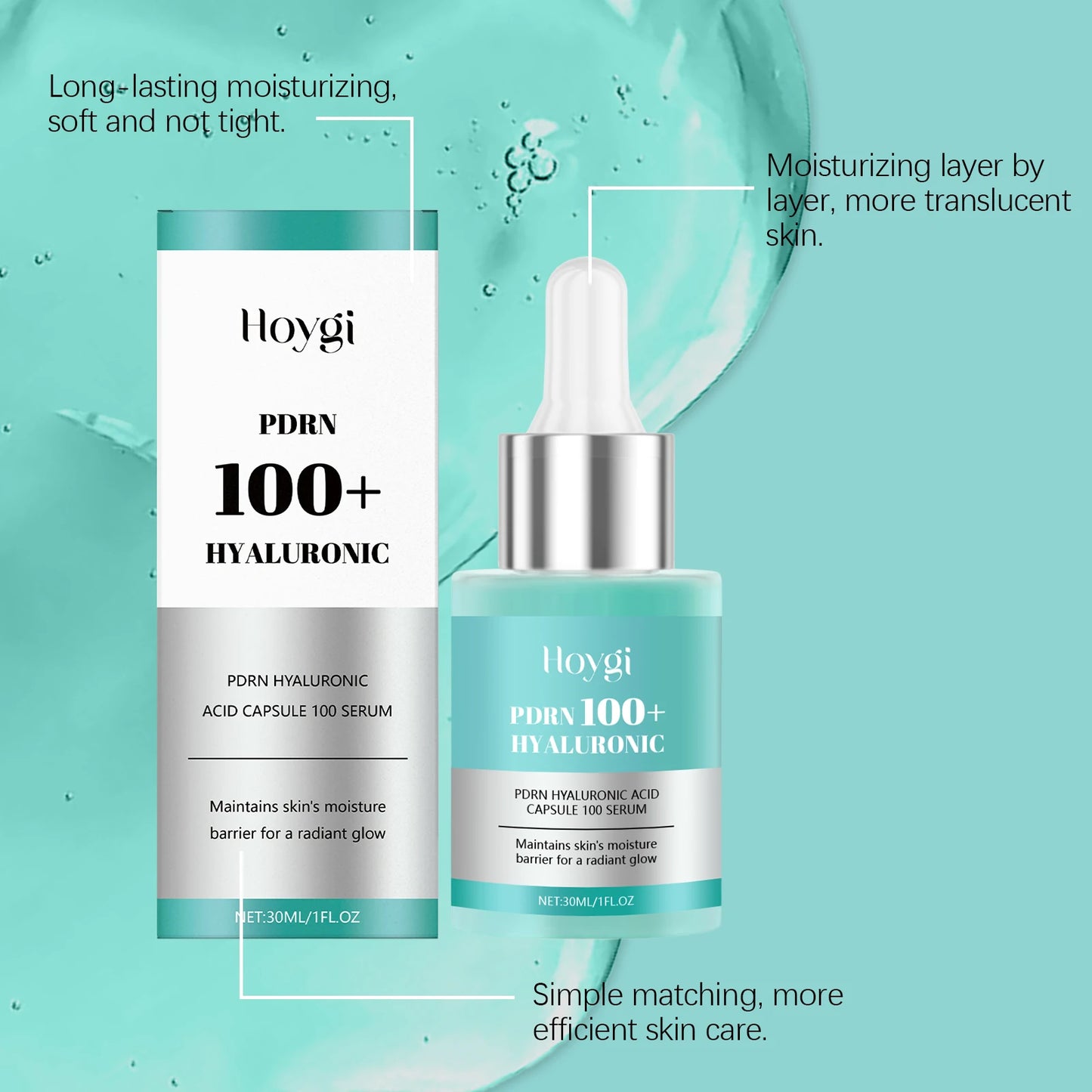 Hoygi 30ml Hyaluronic Acid Hydrating Serum Deep Moisturize Firm Brighten Relieve Dry Skin Boost Elasticity Even Tone Face Essenc